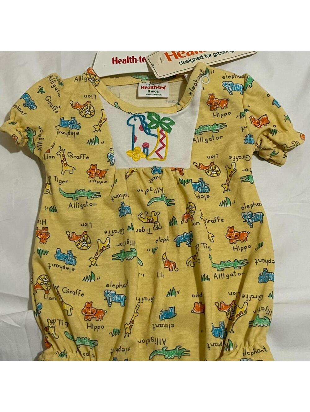 Vintage Healthtex Yellow Safari Baby Romper Size 9 Months New with Tags